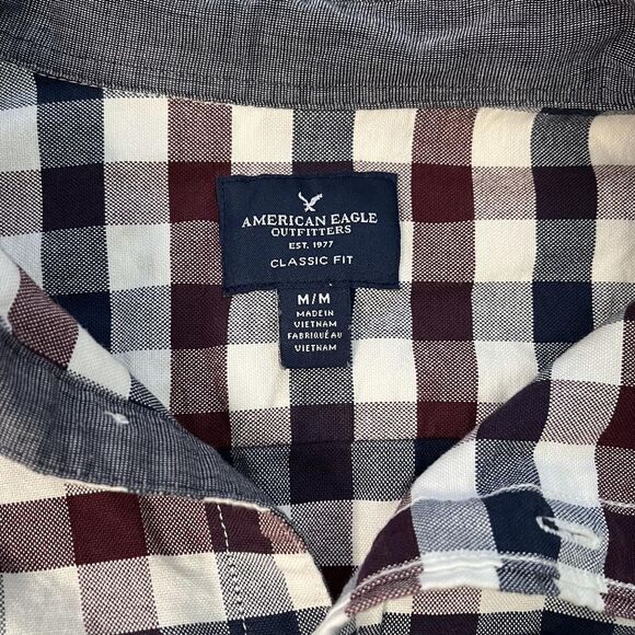 Medium Mens American Eagle Plaid Button Up Dress Shirt - Picture 2 of 4